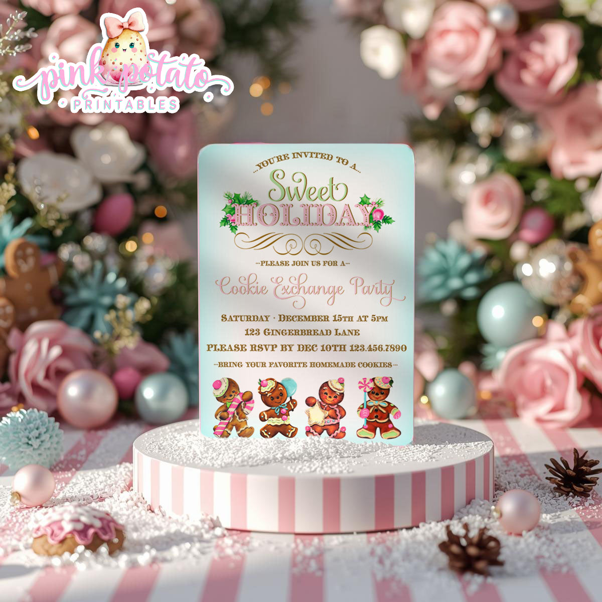 Gingerbread Cookies-Invitation-We Customize-Cookie Exchange-Cookie Decorating-Gingerbread-Printable-Christmas Party Invite-DIGITAL DOWNLOAD