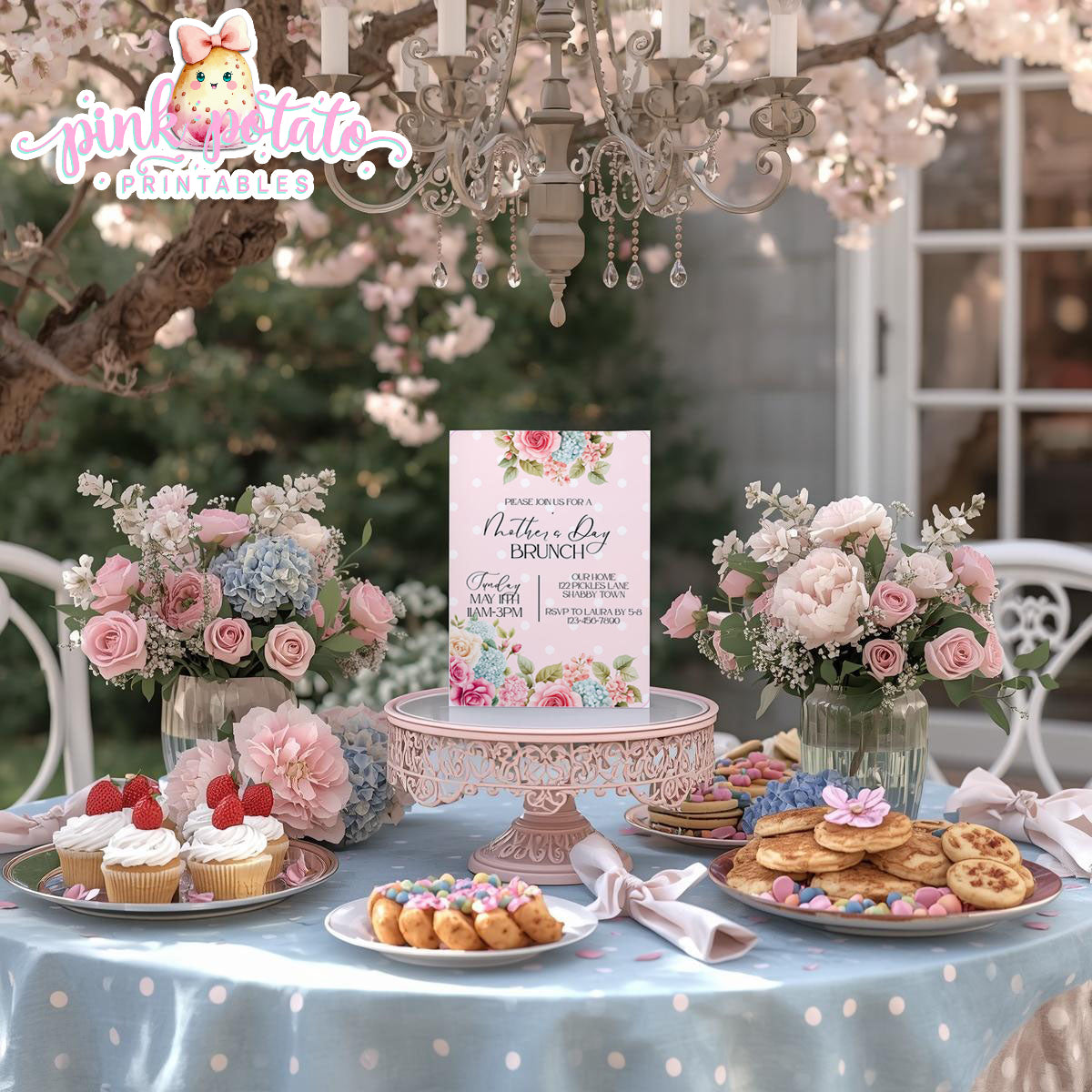 Mother's Day Brunch-Invitation-Customize All Text in Corjl ONLY-Mothers Day Party-Mother's Day Lunch-Potluck Party-Grandmother-Grandma-Mama-Mommy-Mom-INSTANT DOWNLOAD