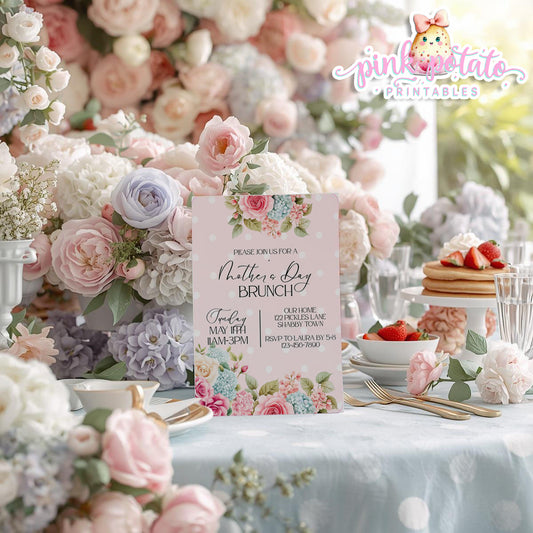 Mother's Day Brunch-Invitation-Customize All Text in Corjl ONLY-Mothers Day Party-Mother's Day Lunch-Potluck Party-Grandmother-Grandma-Mama-Mommy-Mom-INSTANT DOWNLOAD