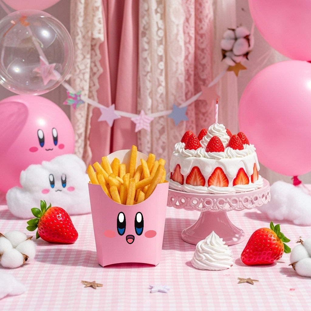 Kirby-Fry Box Template-Kirby Party Theme-INSTANT DOWNLOAD
