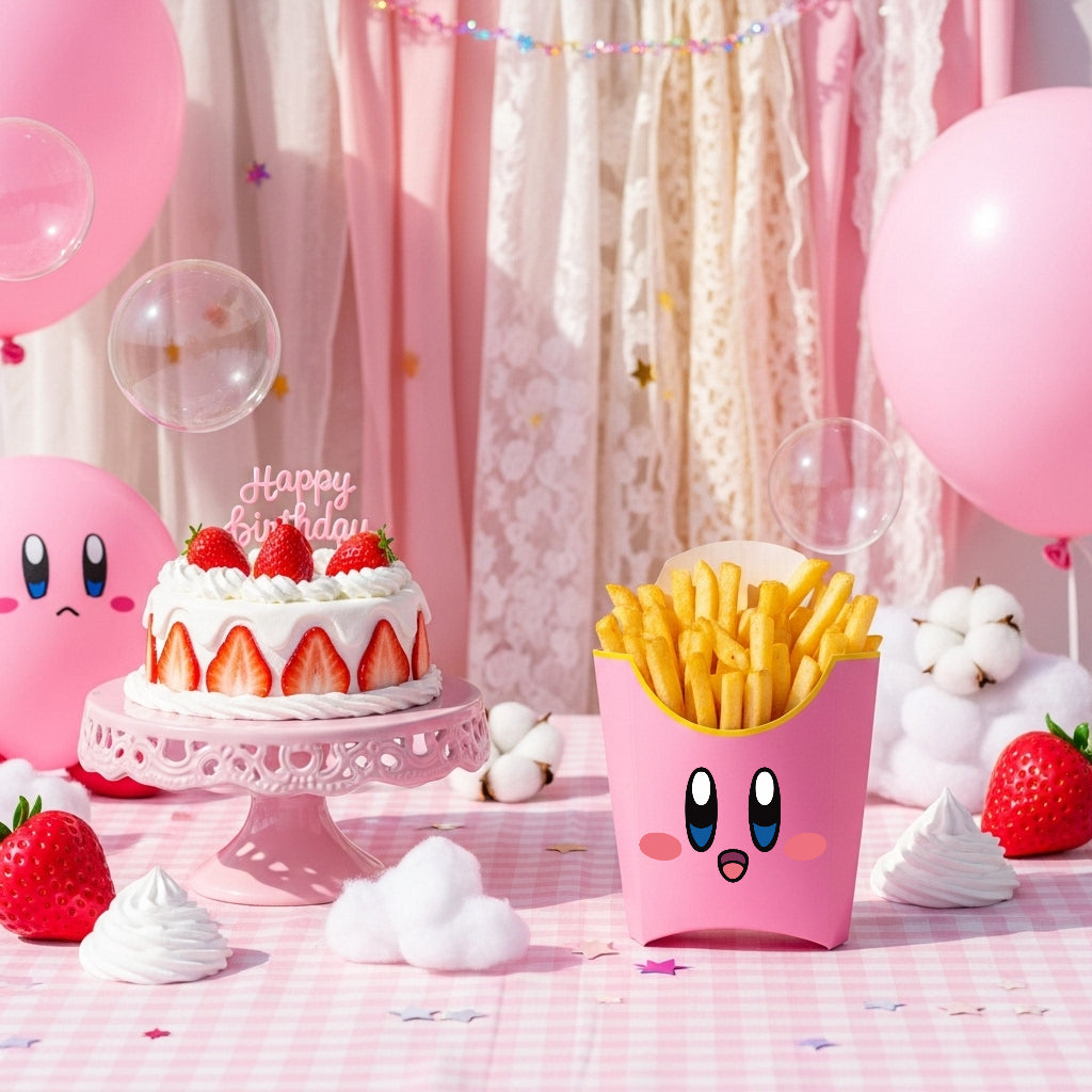 Kirby-Fry Box Template-Kirby Party Theme-INSTANT DOWNLOAD