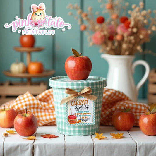 Caramel Apple-Caramel Apple Kit Tags-You Customize From Line in Corjl-Toffee Apple-Caramel Apple Bar-Favor Tags-Digital-INSTANT DOWNLOAD