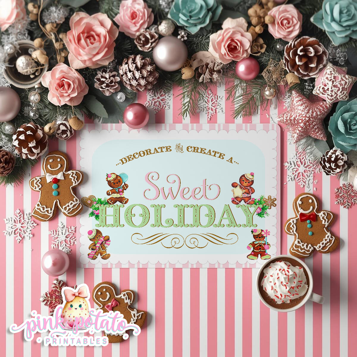Gingerbread Cookies-8.5x11 Placemats-Cookie Decorating Party-Gingerbread Decorating-Printable-Christmas Party-INSTANT DOWNLOAD