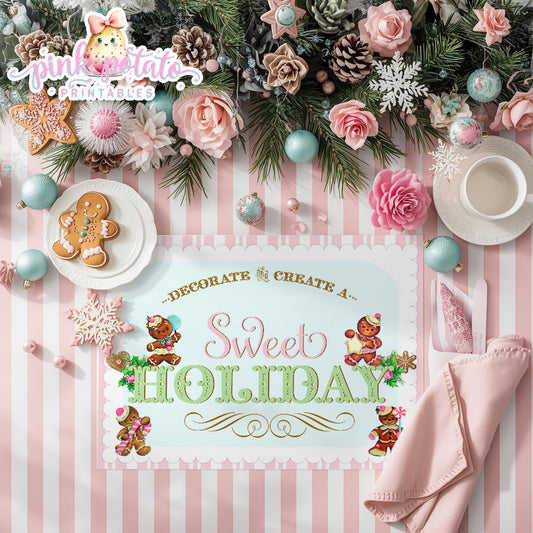 Gingerbread Cookies-8.5x11 Placemats-Cookie Decorating Party-Gingerbread Decorating-Printable-Christmas Party-INSTANT DOWNLOAD