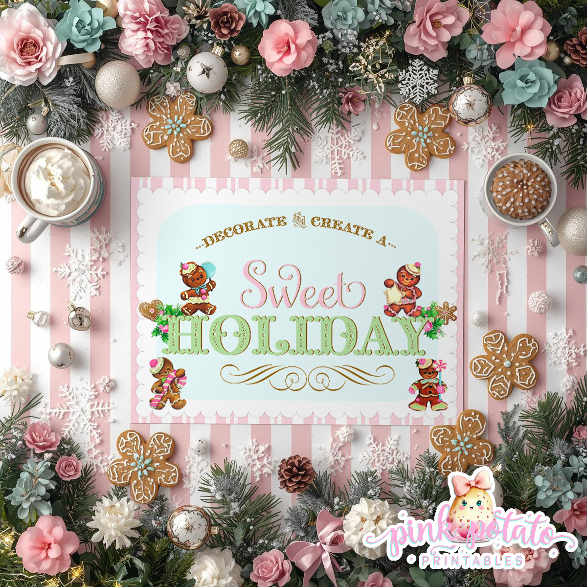 Gingerbread Cookies-8.5x11 Placemats-Cookie Decorating Party-Gingerbread Decorating-Printable-Christmas Party-INSTANT DOWNLOAD