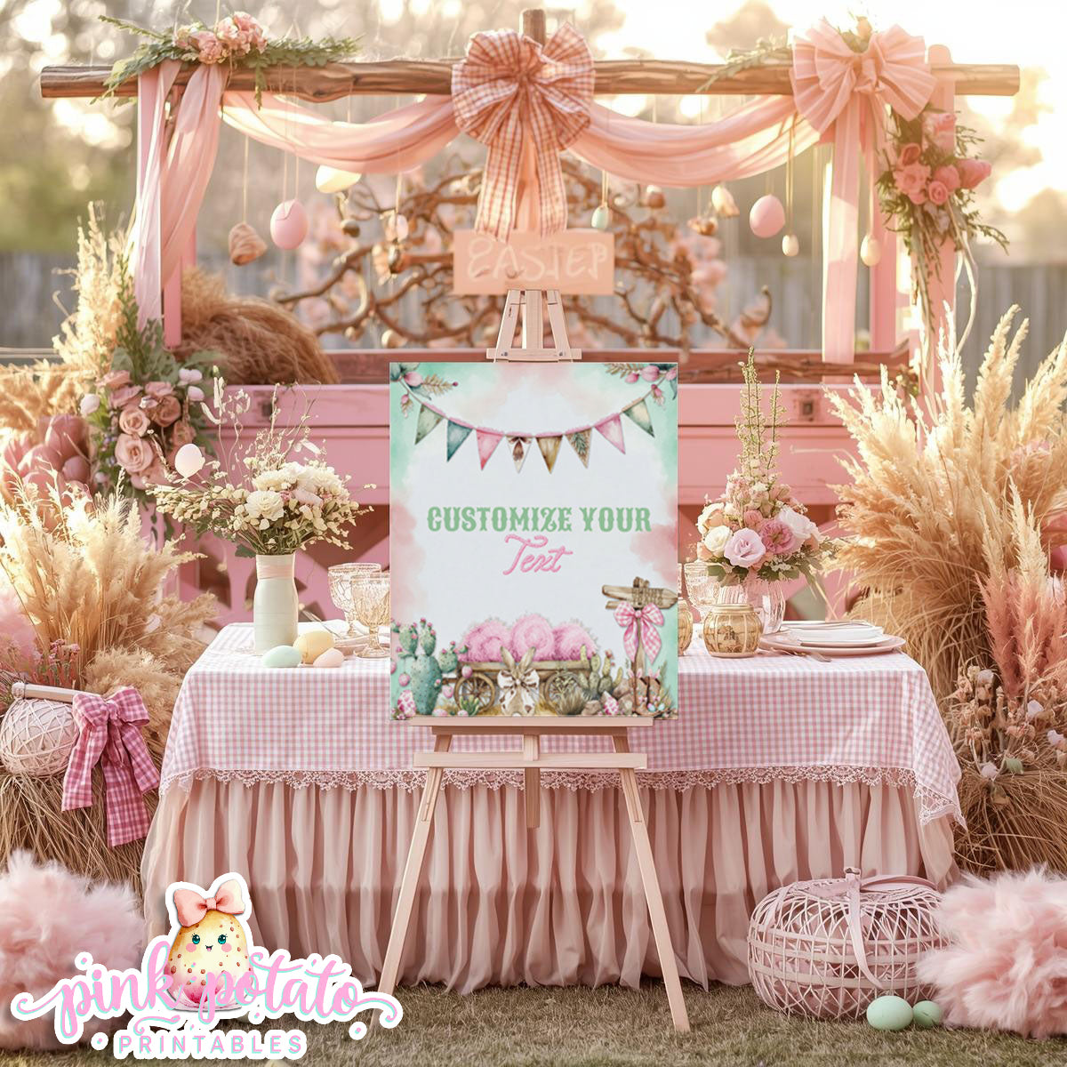Bunny Trails-16x20 Poster-Completely Editable in CORJL ONLY-Western Easter-Easter Poster-Customize Poster-Easter Sunday-Happy Easter-Easter Sign-Cowgirl-Cowboy-Customize-INSTANT DOWNLOAD