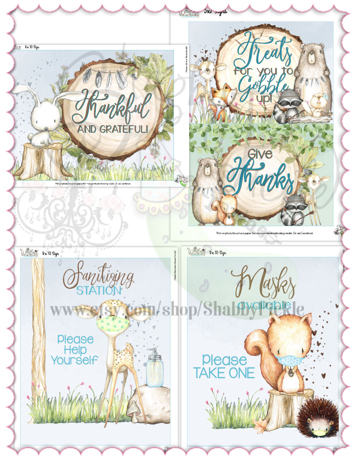 Woodland Thanksgiving-Signs-Printable-Buffet Signs-Editable Thanksgiving Sign-Thankful for Games-Happy Thanksgiving-Holiday-INSTANT DOWNLOAD