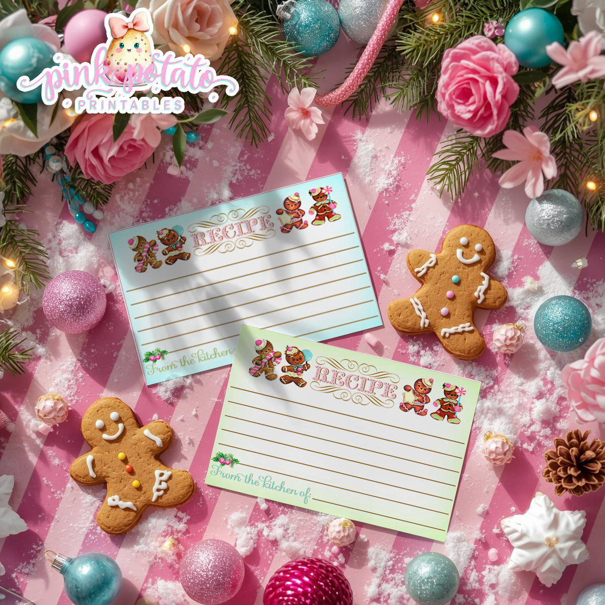 Gingerbread Cookies-Recipe Cards-Cookie Exchange-Cookie Decorating-Gingerbread Decorating-Printable-Christmas Party-INSTANT DOWNLOAD