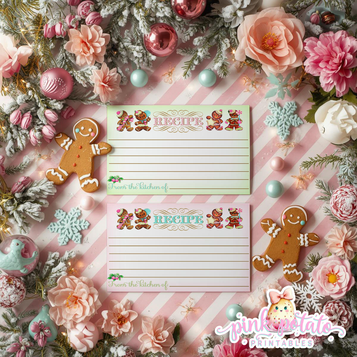 Gingerbread Cookies-Recipe Cards-Cookie Exchange-Cookie Decorating-Gingerbread Decorating-Printable-Christmas Party-INSTANT DOWNLOAD