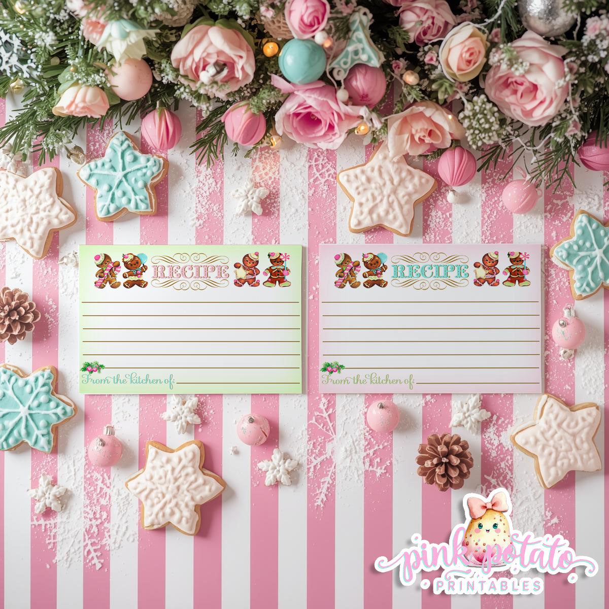 Gingerbread Cookies-Recipe Cards-Cookie Exchange-Cookie Decorating-Gingerbread Decorating-Printable-Christmas Party-INSTANT DOWNLOAD