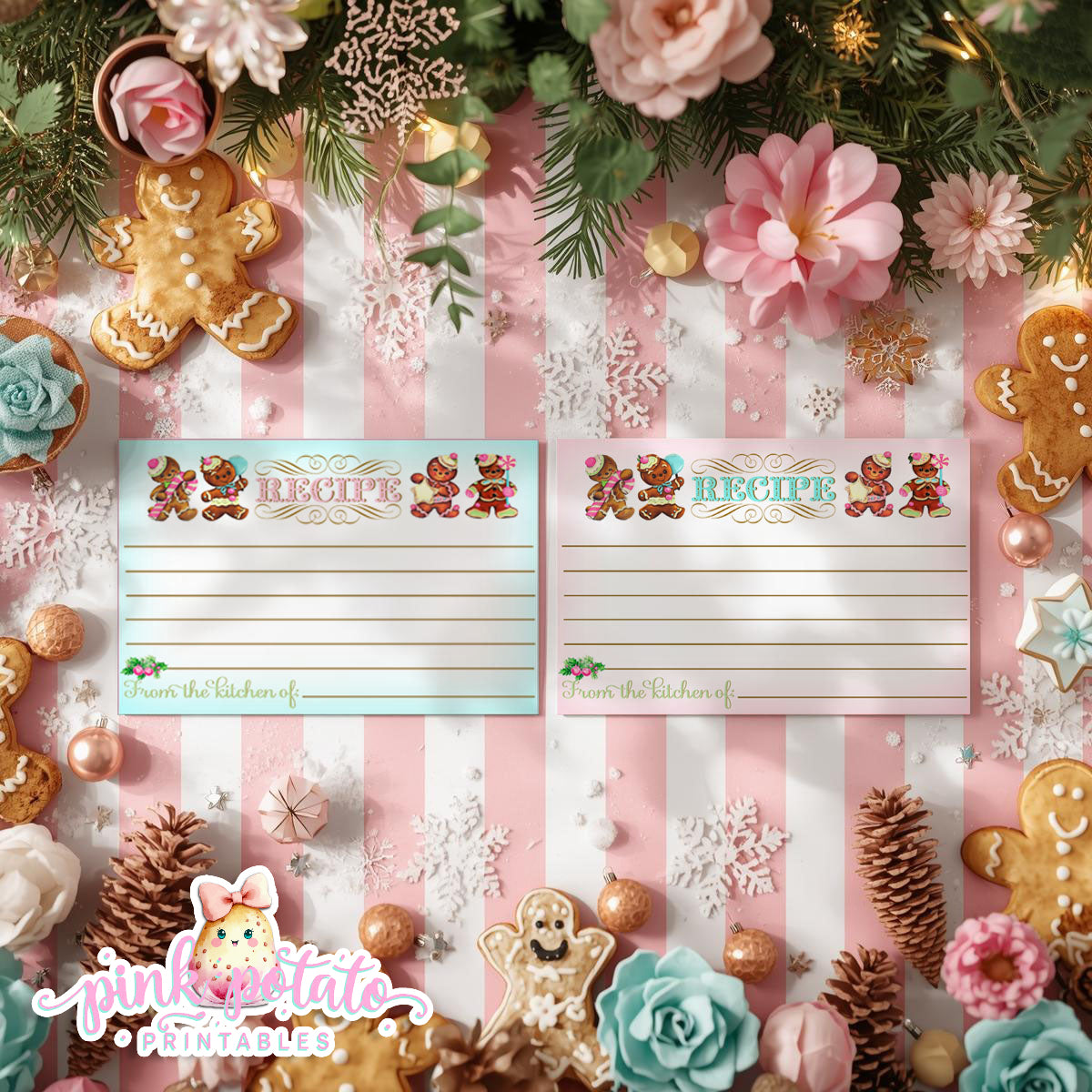 Gingerbread Cookies-Recipe Cards-Cookie Exchange-Cookie Decorating-Gingerbread Decorating-Printable-Christmas Party-INSTANT DOWNLOAD
