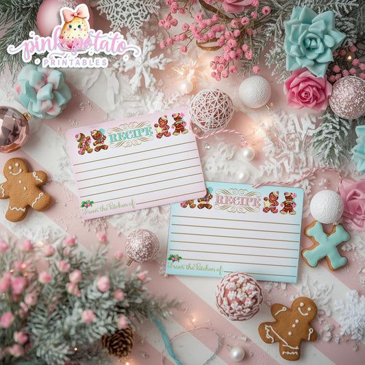Gingerbread Cookies-Recipe Cards-Cookie Exchange-Cookie Decorating-Gingerbread Decorating-Printable-Christmas Party-INSTANT DOWNLOAD