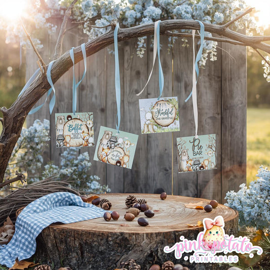 Woodland Thanksgiving-Signs-Printable-Buffet Signs-Editable Thanksgiving Sign-Thankful for Games-Happy Thanksgiving-Holiday-INSTANT DOWNLOAD