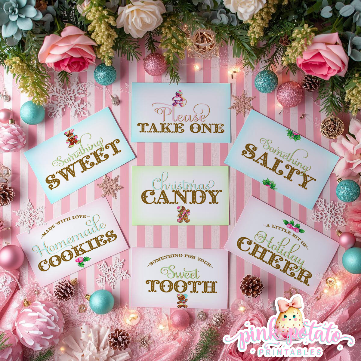 Gingerbread Cookies-Buffet Signs-Sweet Table-Cookie Decorating Party-Gingerbread Decorating-Printable-Christmas Party-INSTANT DOWNLOAD