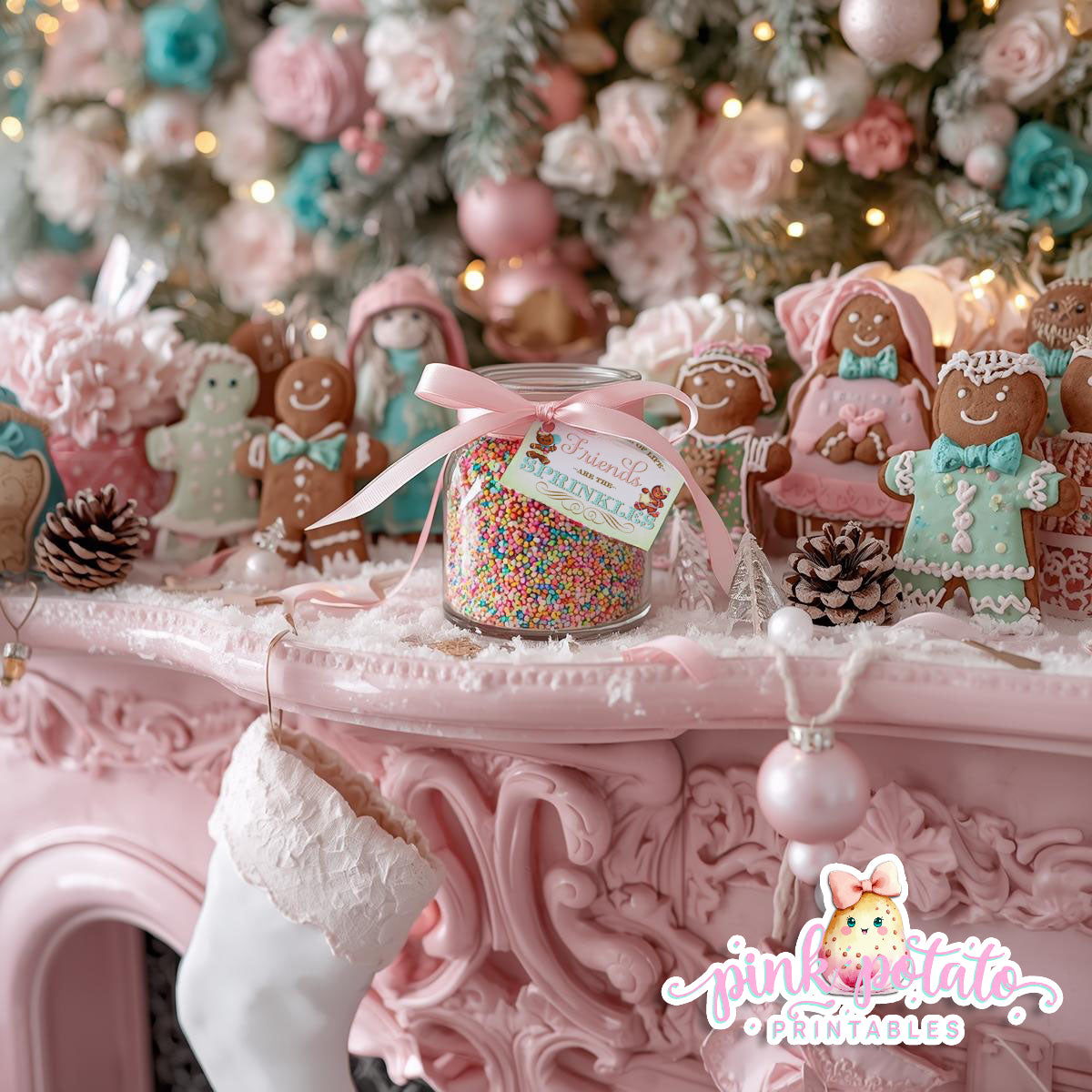Gingerbread Cookies-Favor Tags-Gift Tags-Drink Wrappers-Cookie Decorating-Gingerbread Decorating-Printable-Christmas Party-INSTANT DOWNLOAD