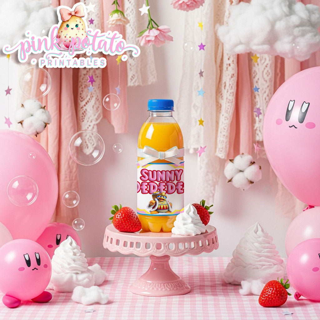 Kirby-Sunny D Labels-Sunny DeDeDe-Kirby Party Theme-INSTANT DOWNLOAD