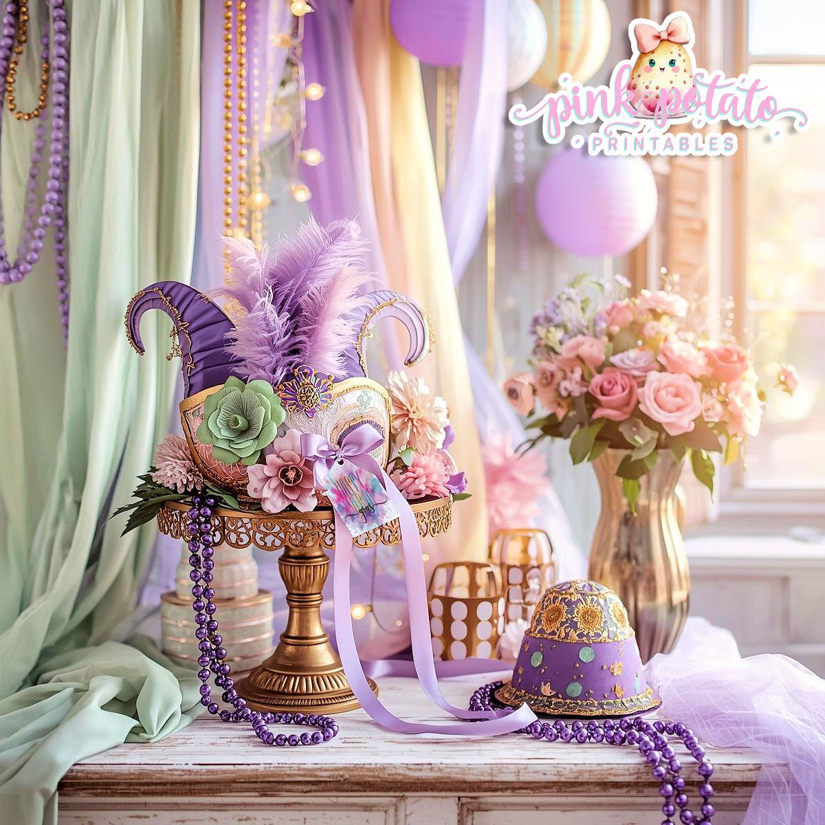 Mardi Gras-Favor Tags-Gift Tags-Mardi Gras Theme-Fat Tuesday-Party Printable-Digital-INSTANT DOWNLOAD