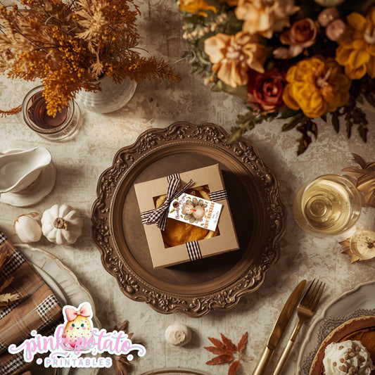 Turkey Day II-Editable Favor Tags-Printable-You Edit Name Only-Favor Cards-Thanksgiving Dinner-Holiday Party-INSTANT DOWNLOAD