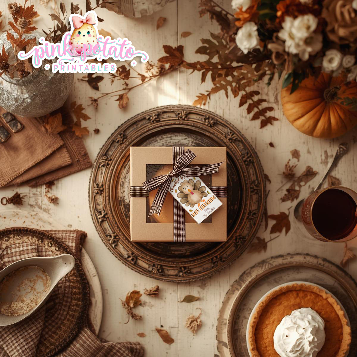 Turkey Day II-Editable Favor Tags-Printable-You Edit Name Only-Favor Cards-Thanksgiving Dinner-Holiday Party-INSTANT DOWNLOAD