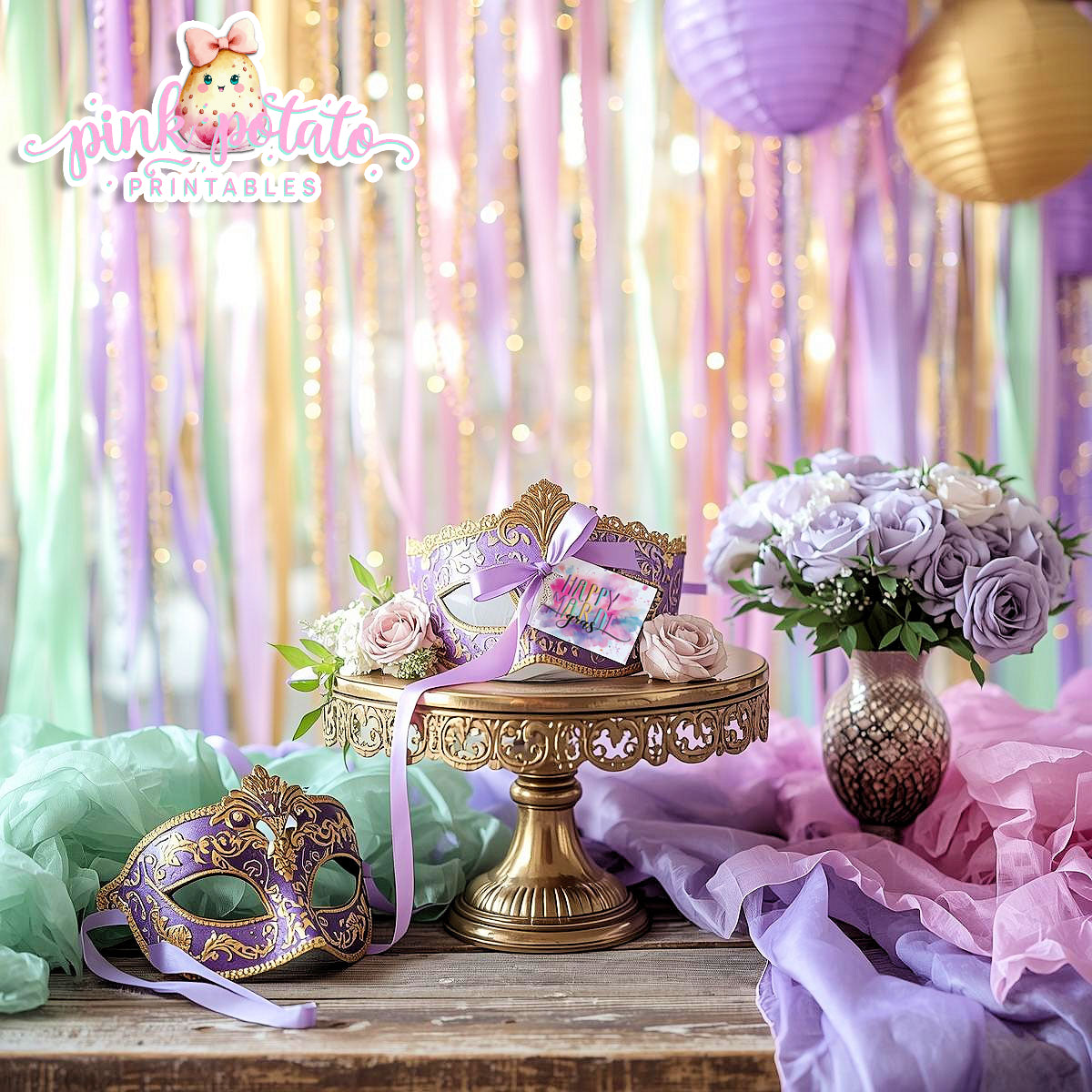 Mardi Gras-Favor Tags-Gift Tags-Mardi Gras Theme-Fat Tuesday-Party Printable-Digital-INSTANT DOWNLOAD