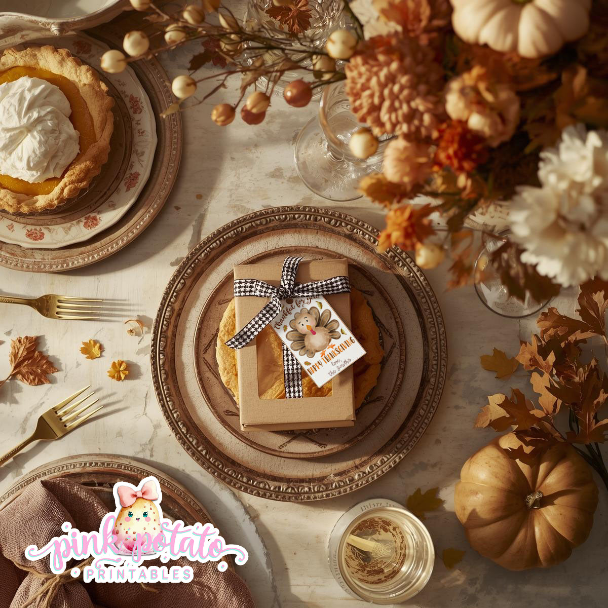 Turkey Day II-Editable Favor Tags-Printable-You Edit Name Only-Favor Cards-Thanksgiving Dinner-Holiday Party-INSTANT DOWNLOAD