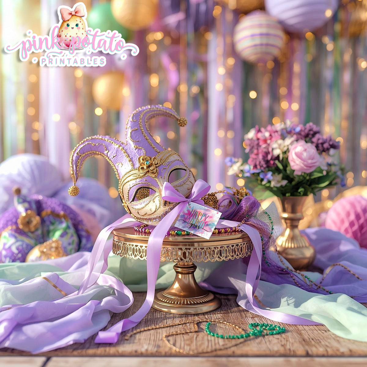 Mardi Gras-Favor Tags-Gift Tags-Mardi Gras Theme-Fat Tuesday-Party Printable-Digital-INSTANT DOWNLOAD
