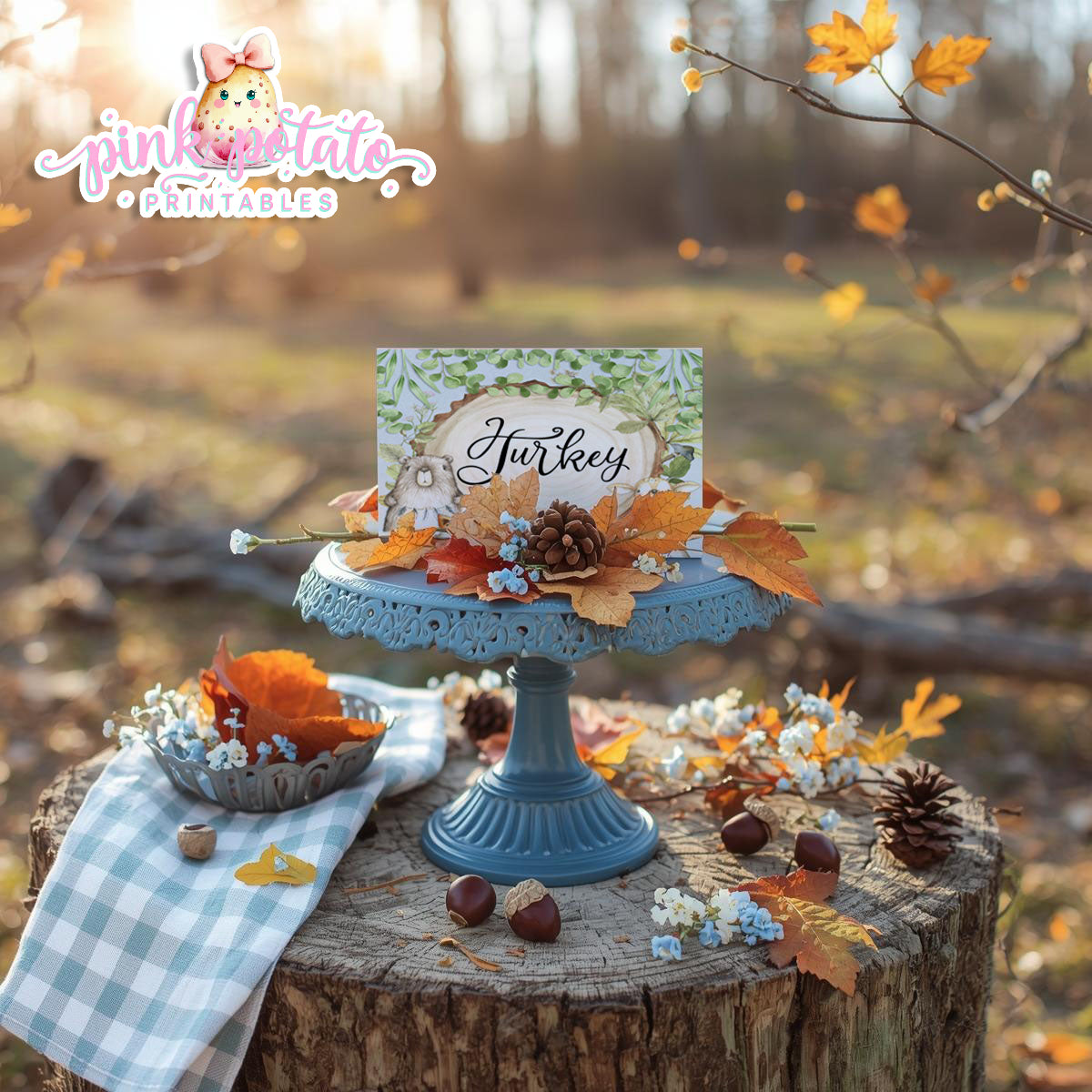 Woodland Thanksgiving-Editable Buffet Cards-Printable-Tent Cards-Place Cards-Thanksgiving Dinner-Kids Table-Holiday Party-INSTANT DOWNLOAD