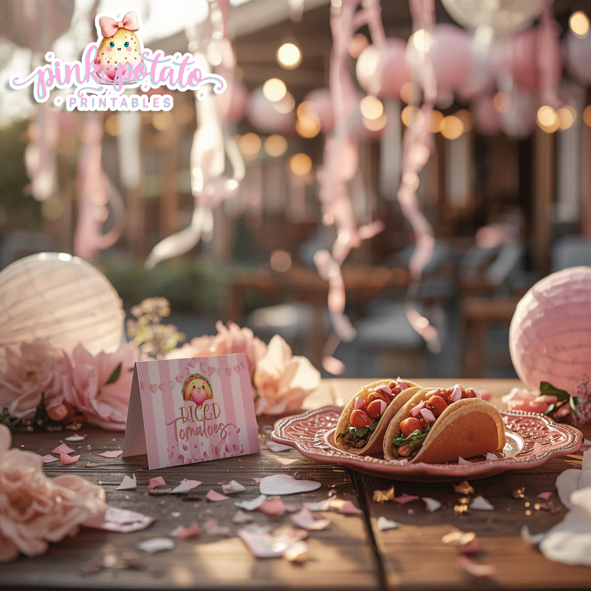 Pink Valentine-Taco Bar-Buffet Cards-Tent Cards-Valentine's Day-Buffet-Valentine's Party-PREFILLED PDF-EDITABLE IN CORJL ONLY-INSTANT DOWNLOAD