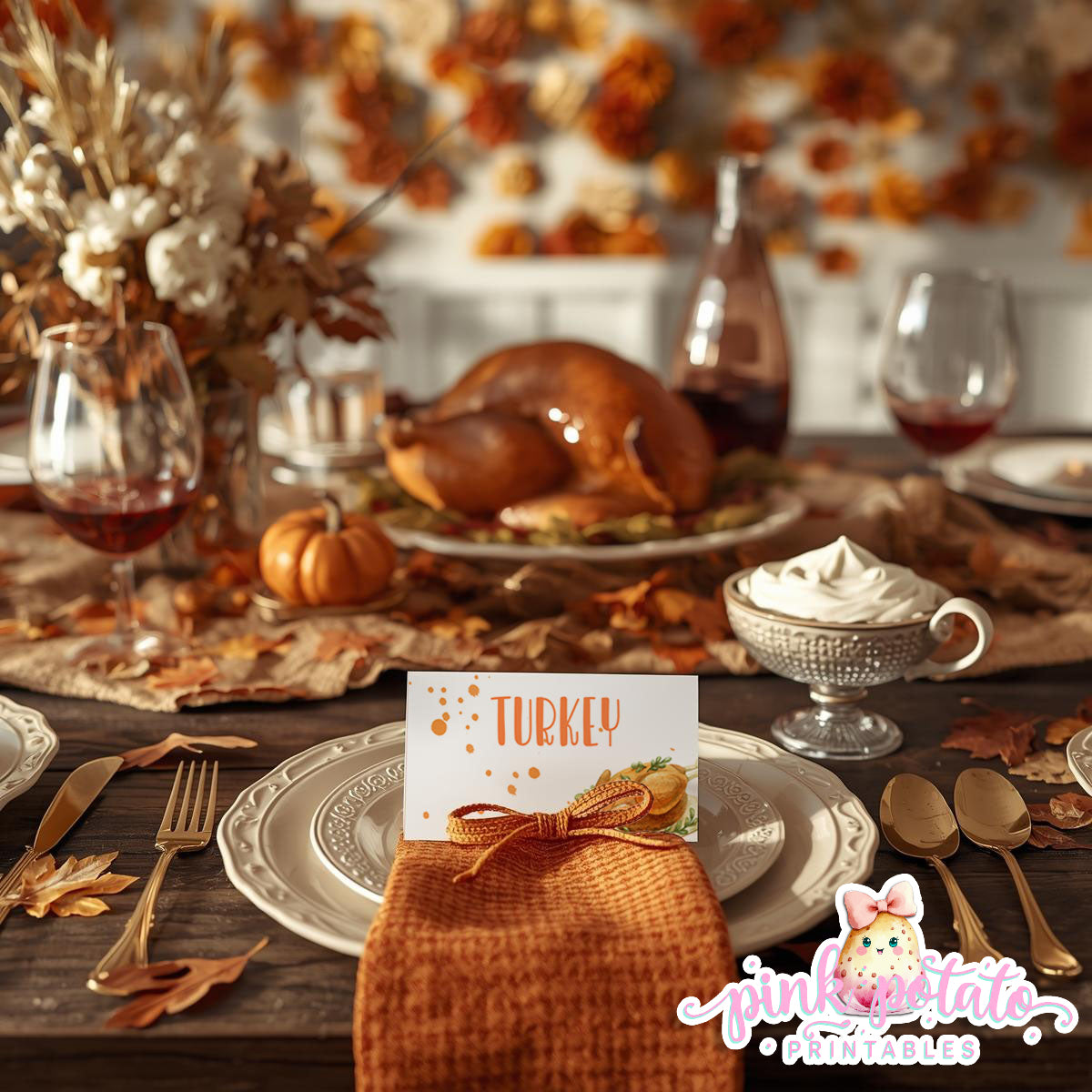 Turkey Day I-Editable Buffet Cards-Printable-Tent Cards-Place Cards-Thanksgiving Dinner-Buffet Cards-Holiday Party-INSTANT DOWNLOAD