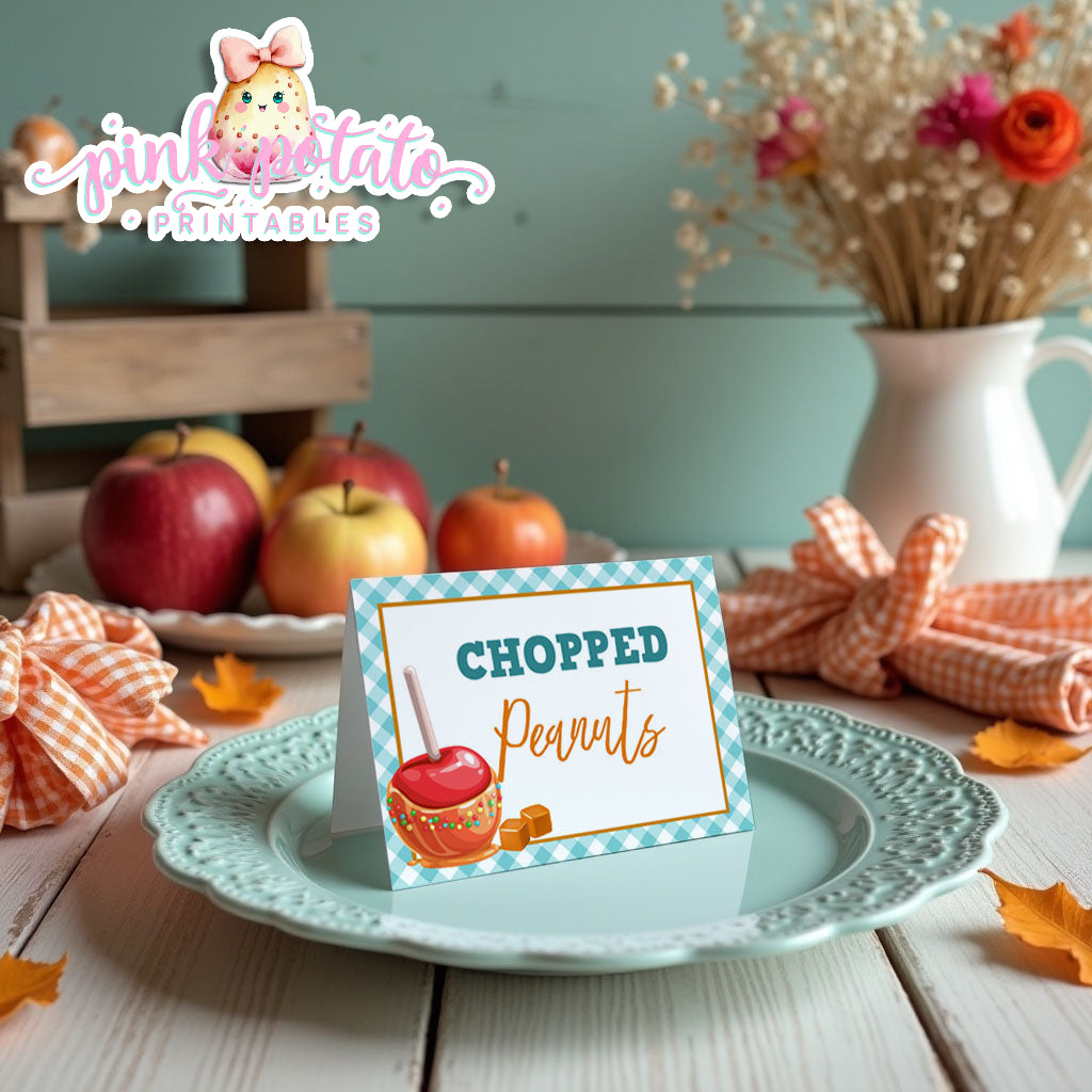 Caramel Apple-Caramel Apple Bar Buffet Cards-You Customize in Corjl-Toffee Apple-Caramel Apple Bar-Tent Cards-Digital-INSTANT DOWNLOAD