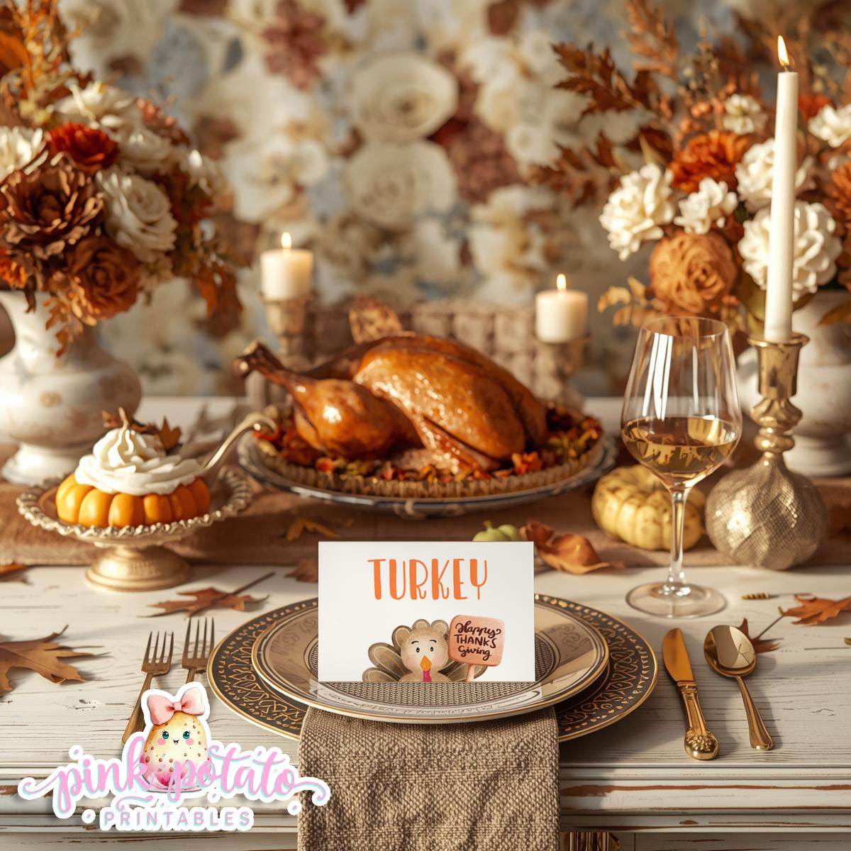 Turkey Day II-Editable Buffet Cards-Printable-Tent Cards-Place Cards-Thanksgiving Dinner-Buffet Cards-Holiday Party-INSTANT DOWNLOAD