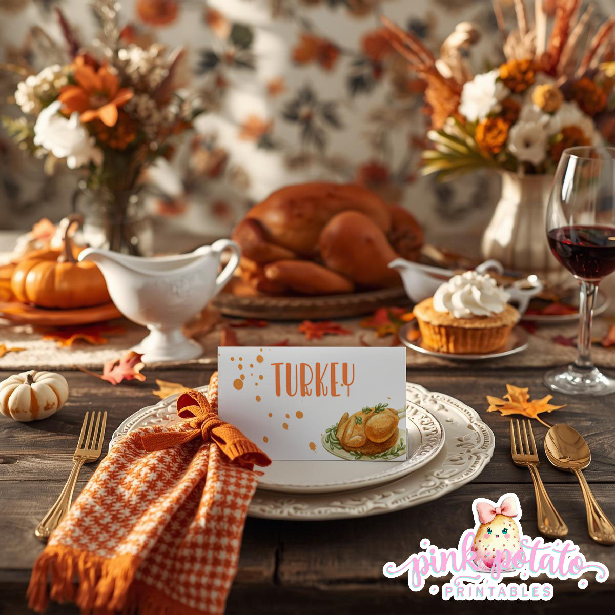 Turkey Day I-Editable Buffet Cards-Printable-Tent Cards-Place Cards-Thanksgiving Dinner-Buffet Cards-Holiday Party-INSTANT DOWNLOAD