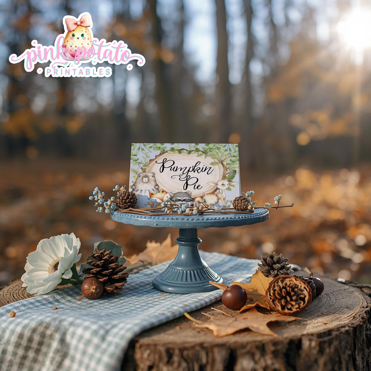 Woodland Thanksgiving-Editable Buffet Cards-Printable-Tent Cards-Place Cards-Thanksgiving Dinner-Kids Table-Holiday Party-INSTANT DOWNLOAD