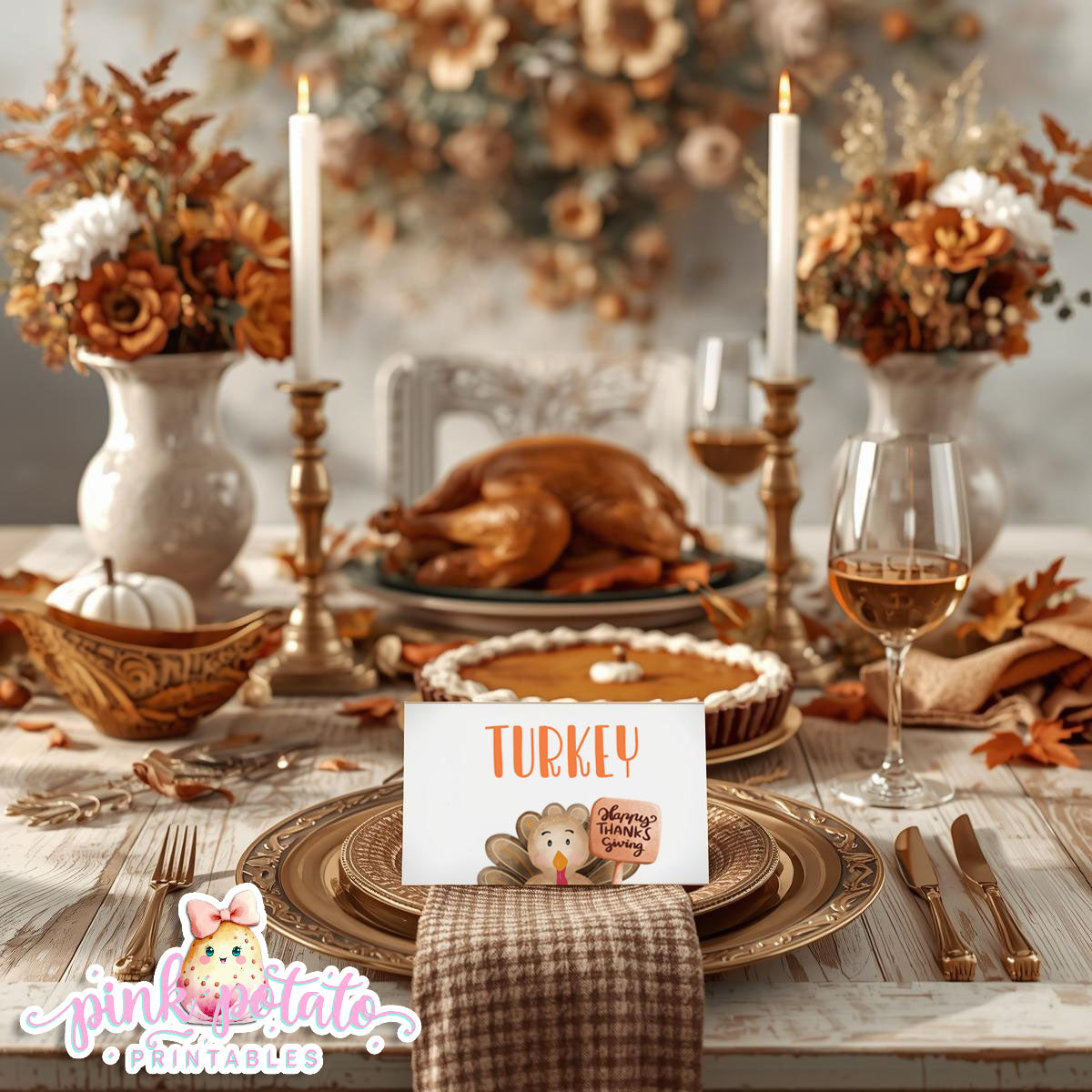 Turkey Day II-Editable Buffet Cards-Printable-Tent Cards-Place Cards-Thanksgiving Dinner-Buffet Cards-Holiday Party-INSTANT DOWNLOAD