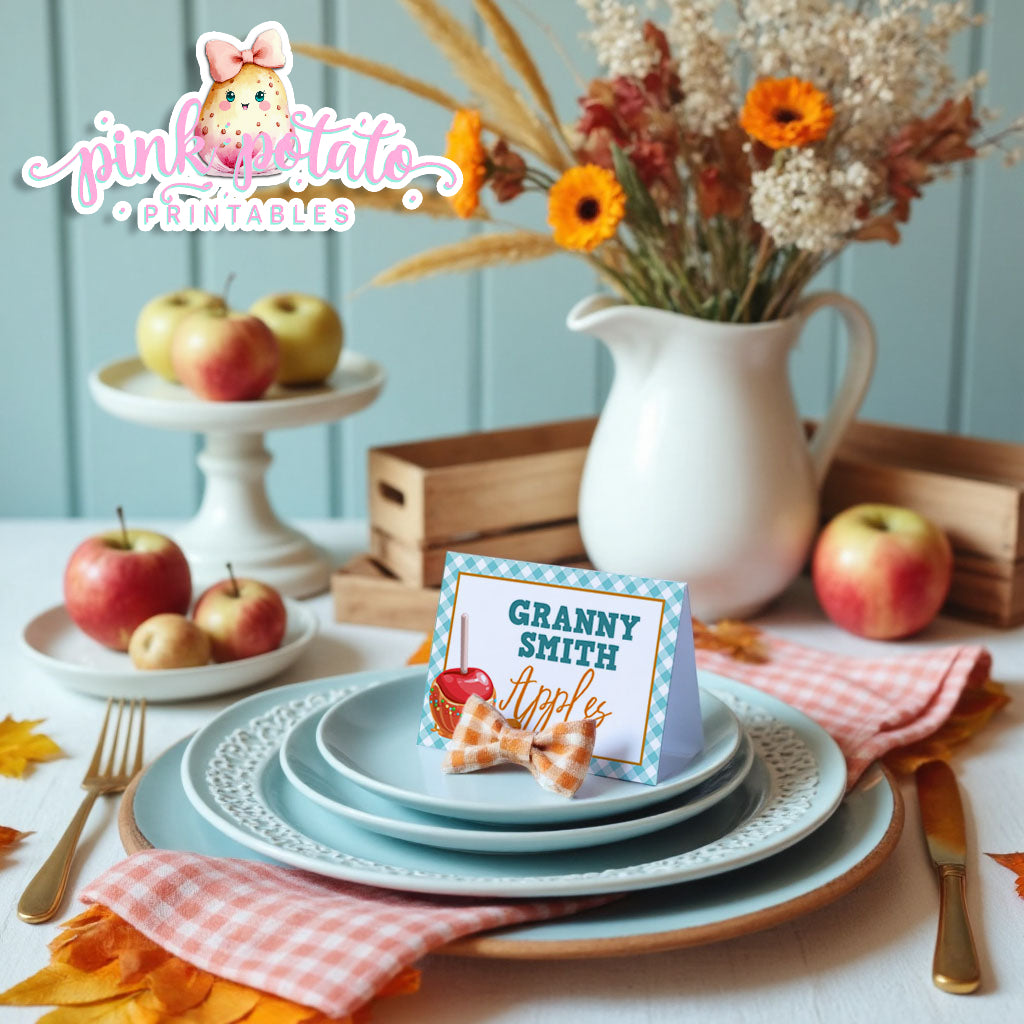 Caramel Apple-Caramel Apple Bar Buffet Cards-You Customize in Corjl-Toffee Apple-Caramel Apple Bar-Tent Cards-Digital-INSTANT DOWNLOAD