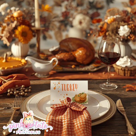 Turkey Day I-Editable Buffet Cards-Printable-Tent Cards-Place Cards-Thanksgiving Dinner-Buffet Cards-Holiday Party-INSTANT DOWNLOAD