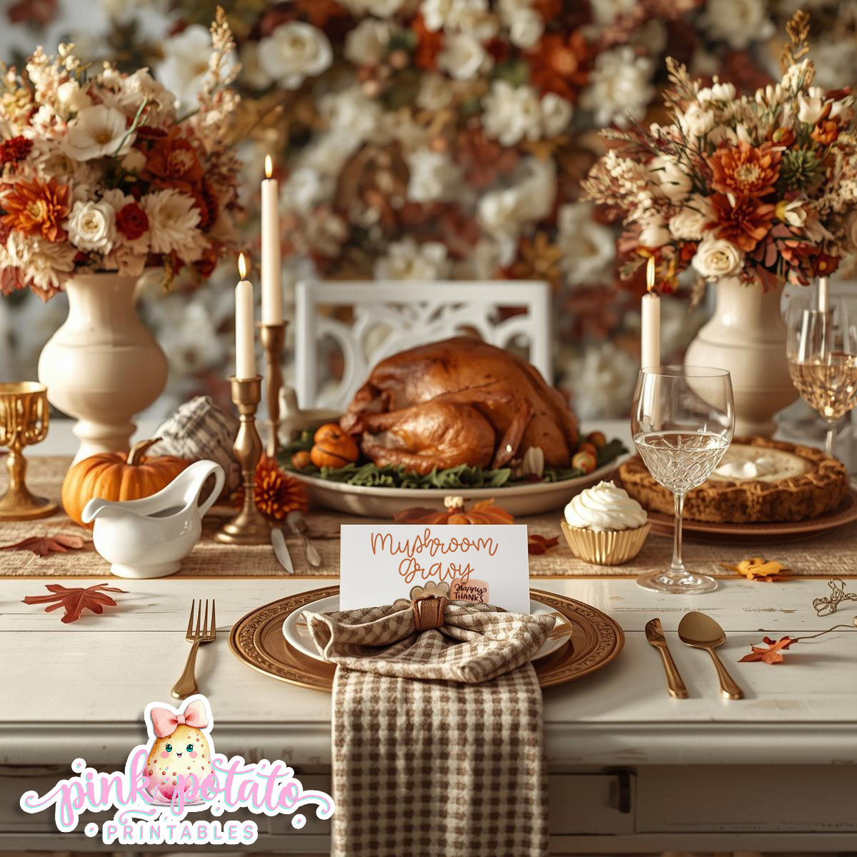 Turkey Day II-Editable Buffet Cards-Printable-Tent Cards-Place Cards-Thanksgiving Dinner-Buffet Cards-Holiday Party-INSTANT DOWNLOAD