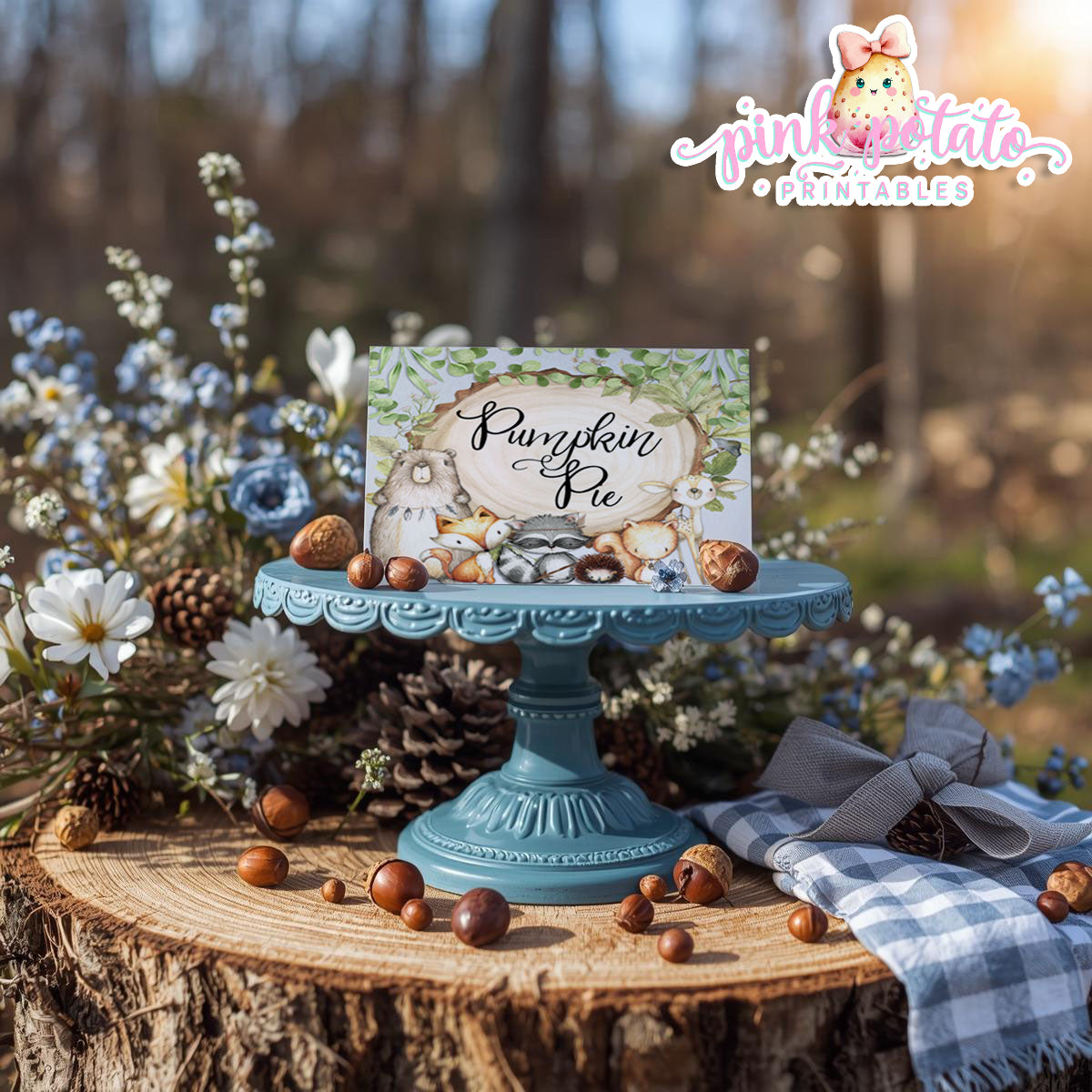 Woodland Thanksgiving-Editable Buffet Cards-Printable-Tent Cards-Place Cards-Thanksgiving Dinner-Kids Table-Holiday Party-INSTANT DOWNLOAD