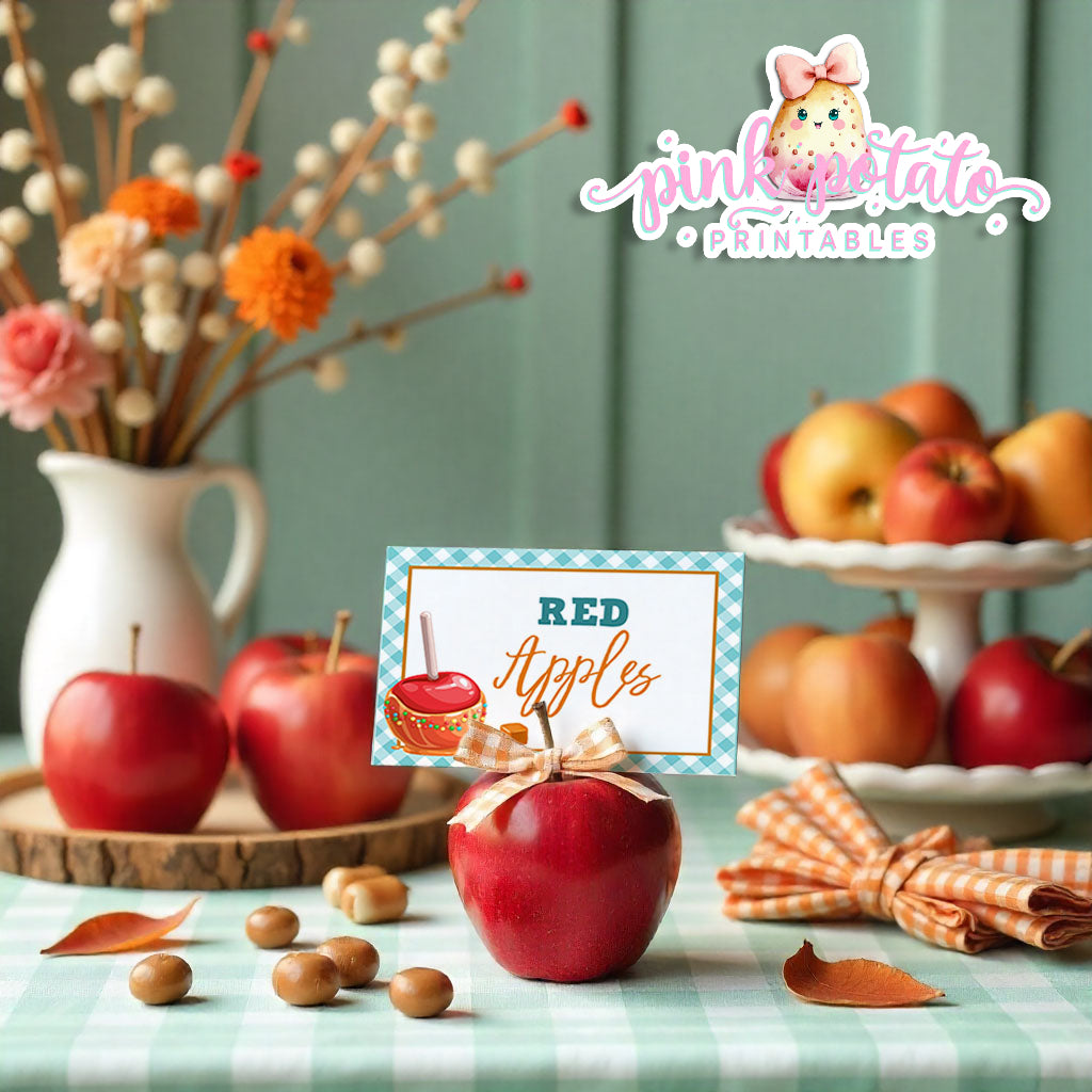 Caramel Apple-Caramel Apple Bar Buffet Cards-You Customize in Corjl-Toffee Apple-Caramel Apple Bar-Tent Cards-Digital-INSTANT DOWNLOAD