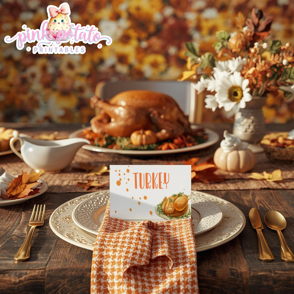 Turkey Day I-Editable Buffet Cards-Printable-Tent Cards-Place Cards-Thanksgiving Dinner-Buffet Cards-Holiday Party-INSTANT DOWNLOAD