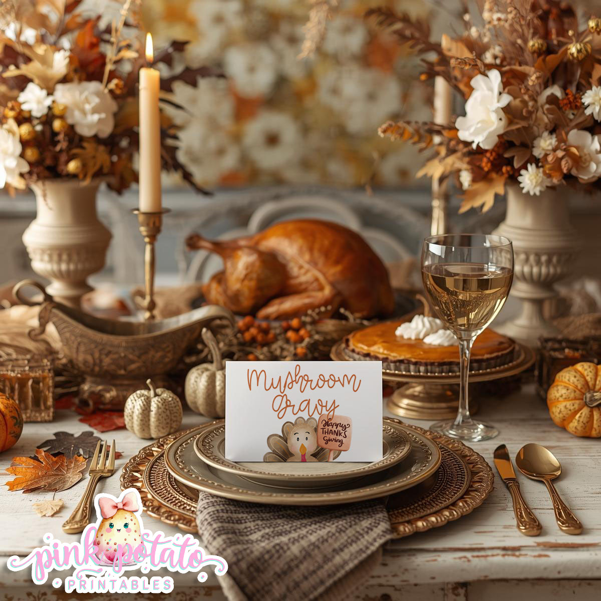 Turkey Day II-Editable Buffet Cards-Printable-Tent Cards-Place Cards-Thanksgiving Dinner-Buffet Cards-Holiday Party-INSTANT DOWNLOAD
