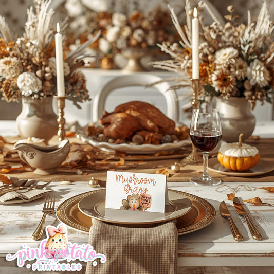Turkey Day II-Editable Buffet Cards-Printable-Tent Cards-Place Cards-Thanksgiving Dinner-Buffet Cards-Holiday Party-INSTANT DOWNLOAD