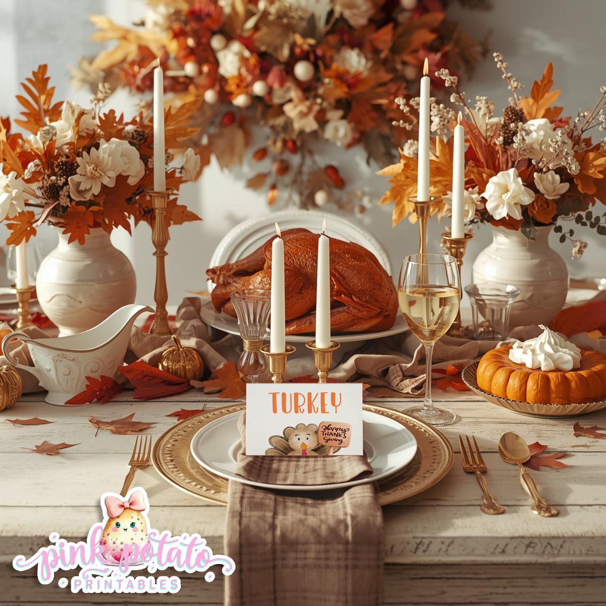 Turkey Day II-Editable Buffet Cards-Printable-Tent Cards-Place Cards-Thanksgiving Dinner-Buffet Cards-Holiday Party-INSTANT DOWNLOAD