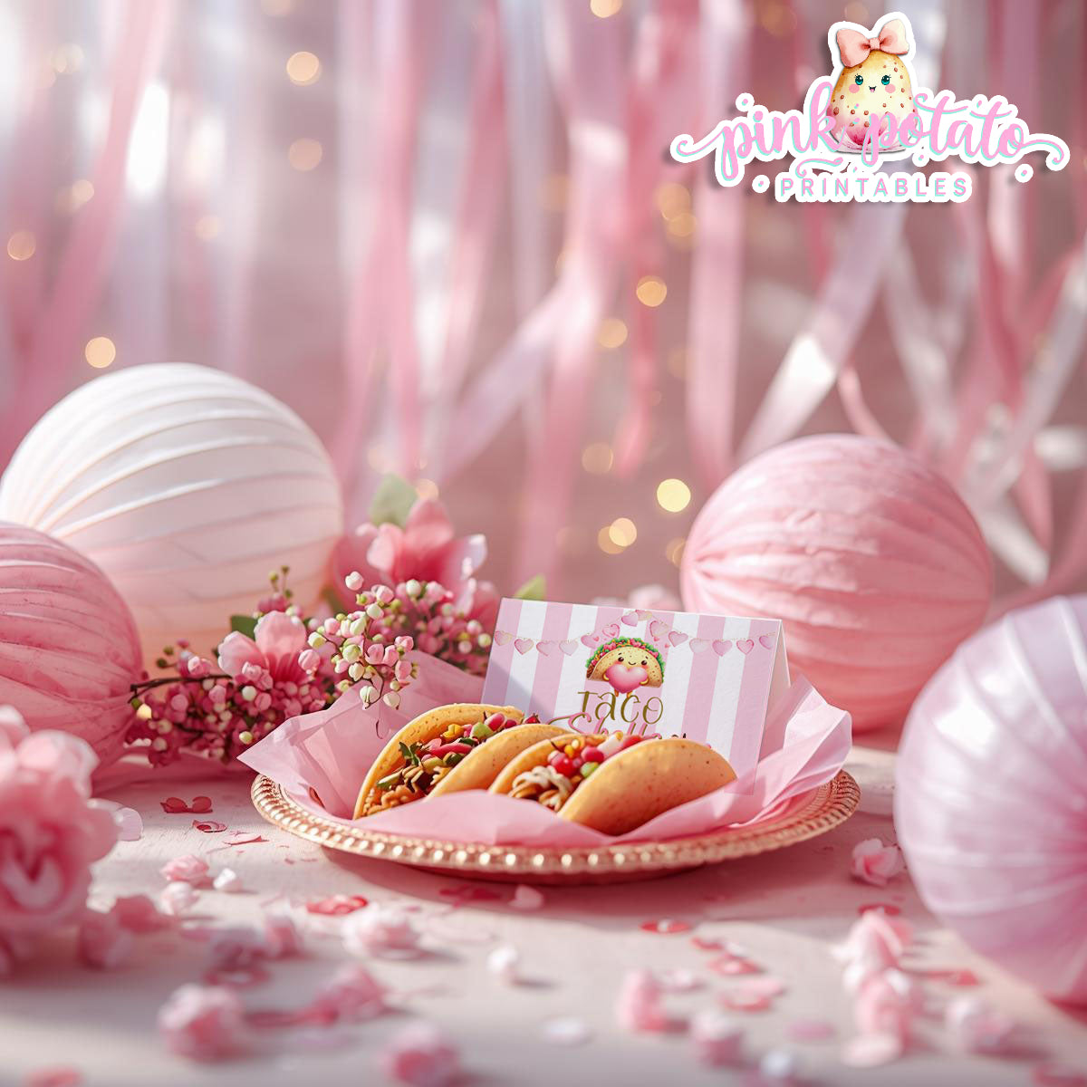 Pink Valentine-Taco Bar-Buffet Cards-Tent Cards-Valentine's Day-Buffet-Valentine's Party-PREFILLED PDF-EDITABLE IN CORJL ONLY-INSTANT DOWNLOAD