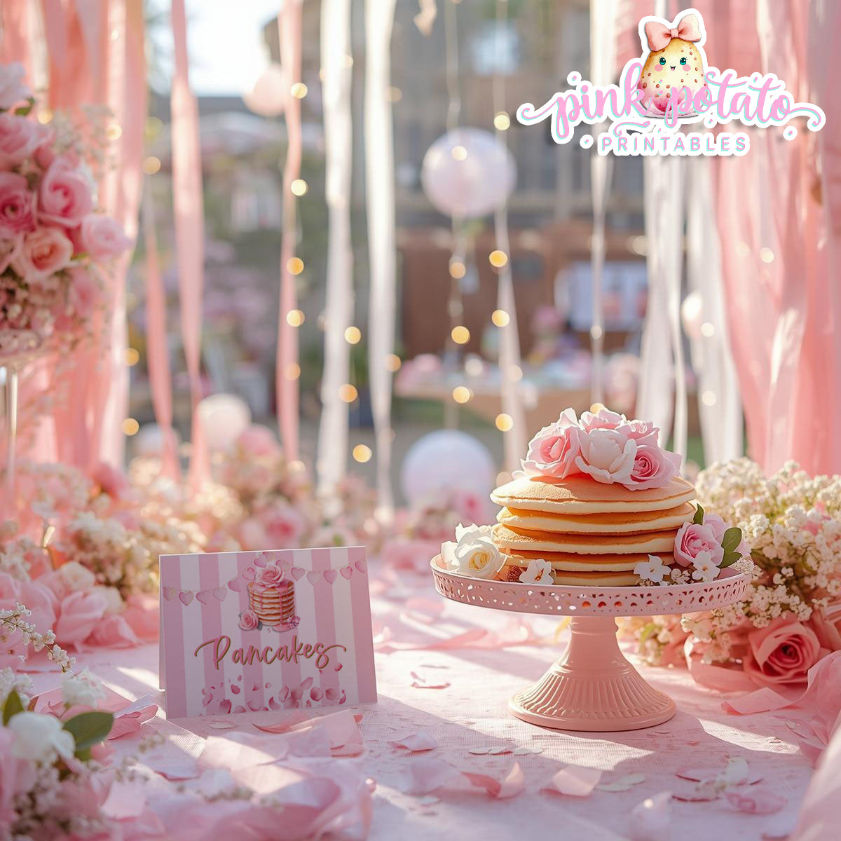 Pink Valentine-Pancake Bar-Buffet Cards-Tent Cards-Valentine's Day-Buffet-Valentine's Party-PREFILLED PDF-EDITABLE IN CORJL ONLY-INSTANT DOWNLOAD