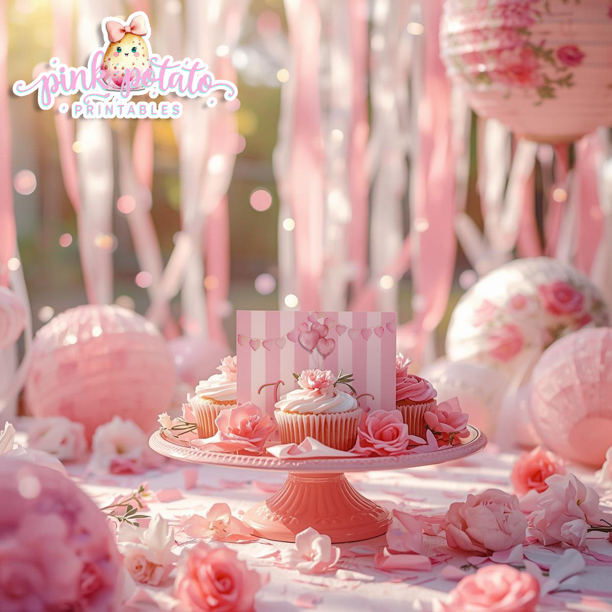 Pink Valentine-Buffet Cards-Tent Cards-Valentine's Day-Buffet-Valentine's Party-PREFILLED PDF-EDITABLE IN CORJL ONLY-INSTANT DOWNLOAD