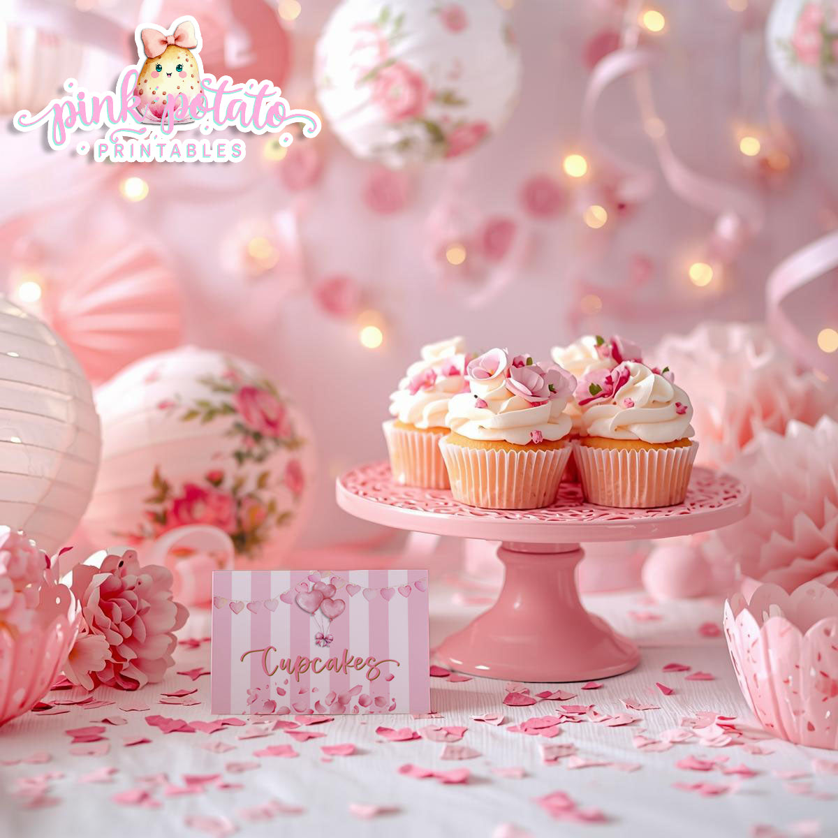 Pink Valentine-Buffet Cards-Tent Cards-Valentine's Day-Buffet-Valentine's Party-PREFILLED PDF-EDITABLE IN CORJL ONLY-INSTANT DOWNLOAD