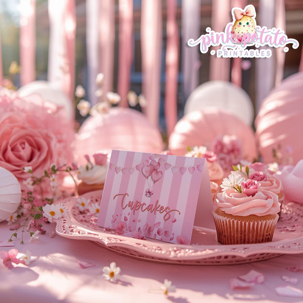 Pink Valentine-Buffet Cards-Tent Cards-Valentine's Day-Buffet-Valentine's Party-PREFILLED PDF-EDITABLE IN CORJL ONLY-INSTANT DOWNLOAD