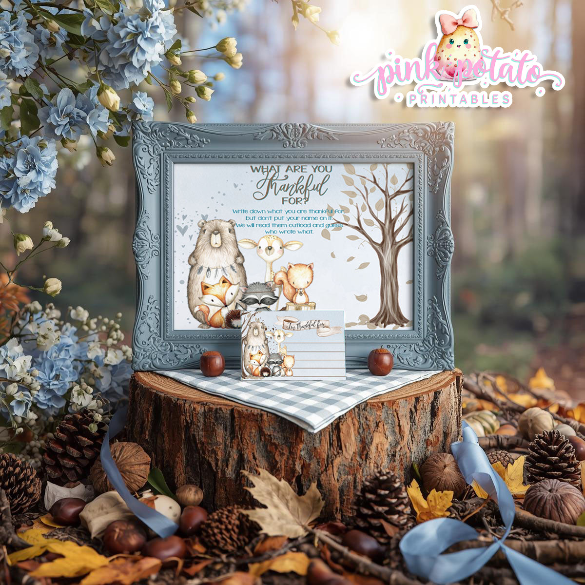 Woodland Thanksgiving-Full Party Printable-Buffet Signs-Thanksgiving Party-Water Bottle Labels-Chocolate Bar Wraps-Holiday-INSTANT DOWNLOAD