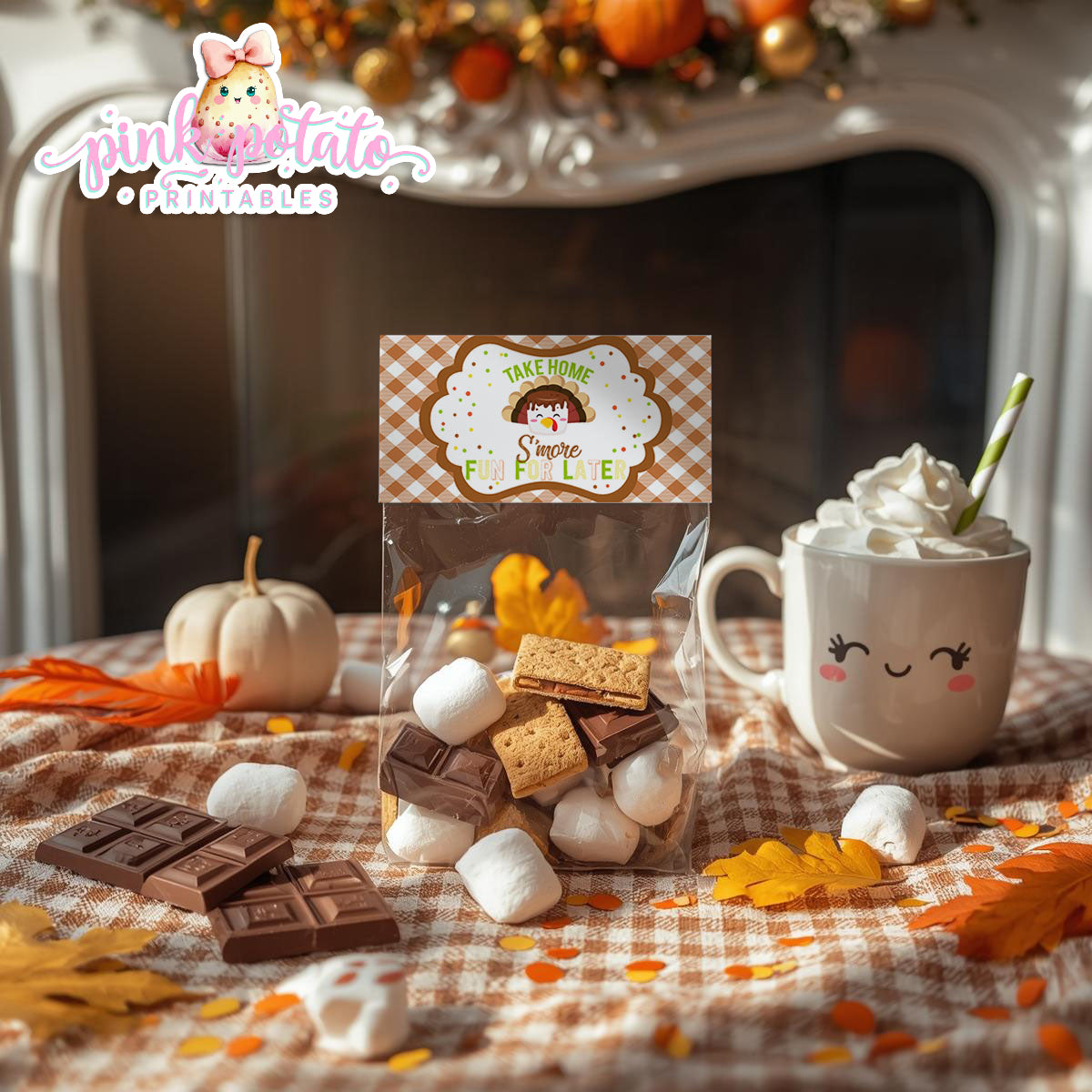 Thanksgiving S'mores-Treat Bag Topper-Bag Topper-Smores Favor-Thanksgiving Favors-Smores Bar-Smores-Party Printable-Digital-INSTANT DOWNLOAD